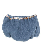 Shorts per neonata A'lapage azzurri con dettaglio floreale ricamato - Rubino Kids