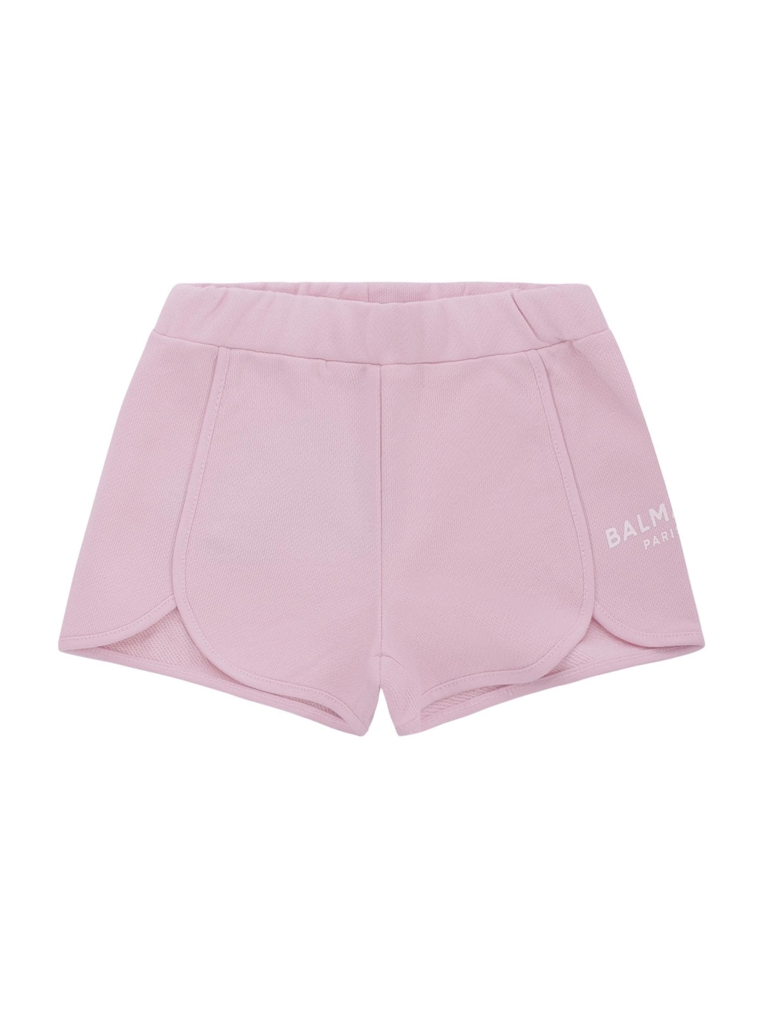 Shorts per neonata Balmain Kids rosa con logo sul davanti - Rubino Kids
