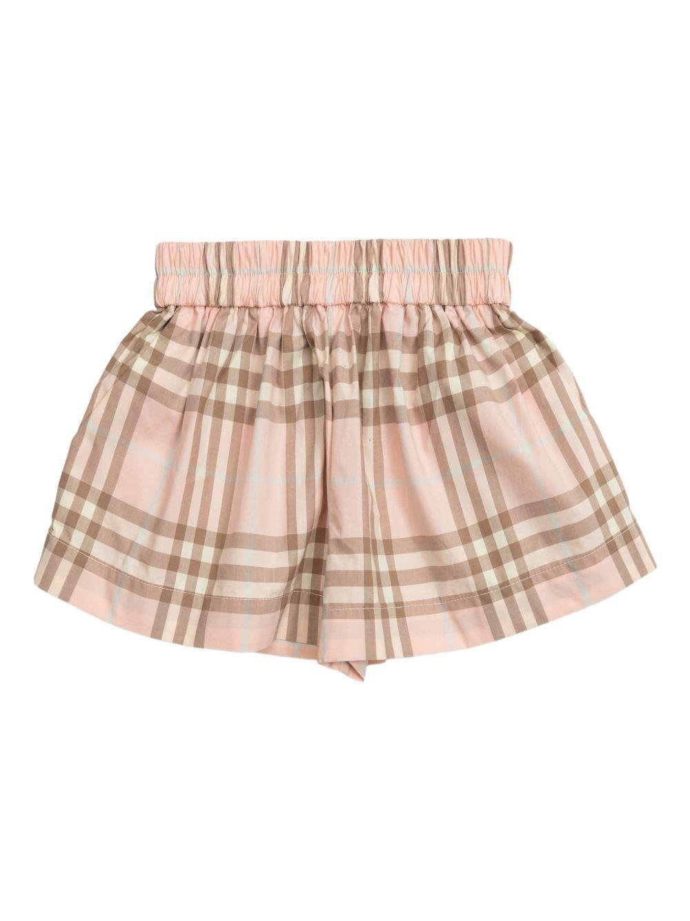 Shorts per neonata Burberry Kids rosa con motivo a quadri - Rubino Kids