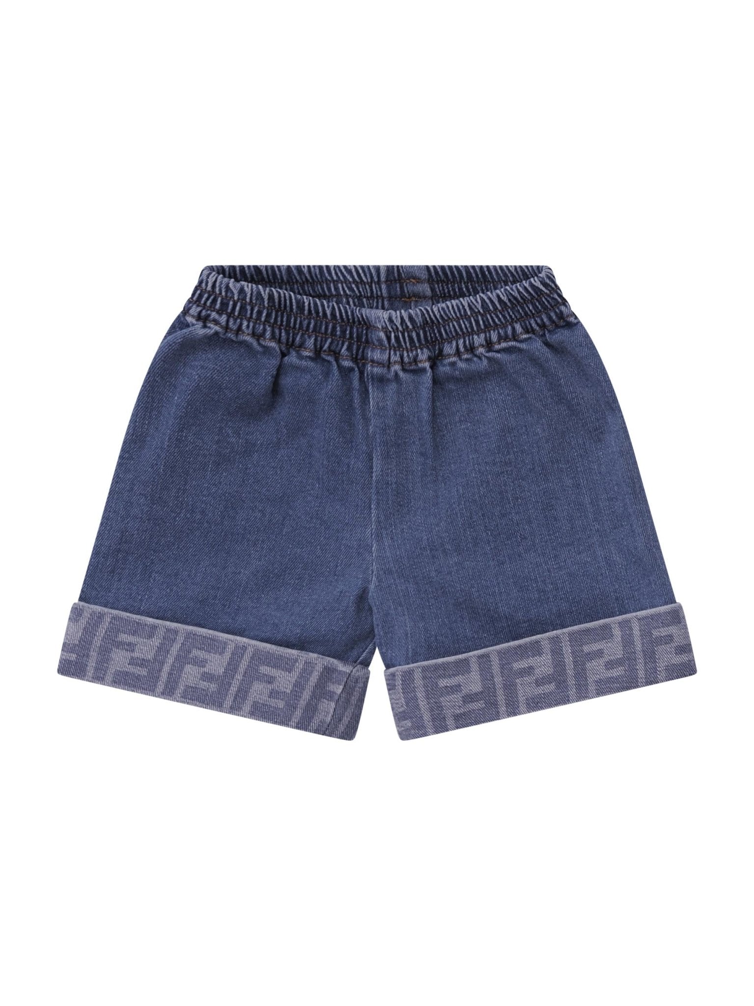 Shorts per neonata Fendi Kids denim con dettaglio logo FF - Rubino Kids