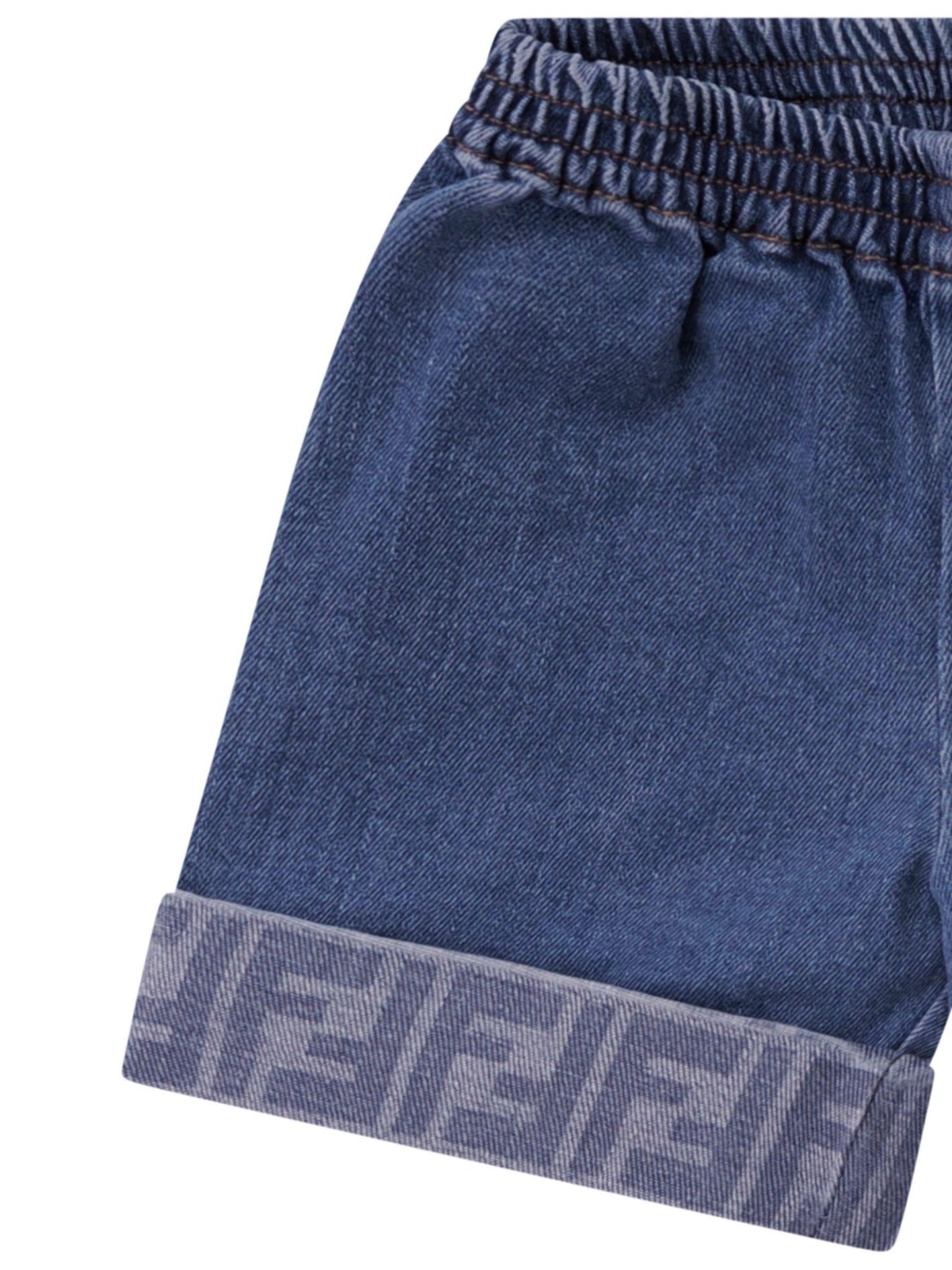 Shorts per neonata Fendi Kids denim con dettaglio logo FF - Rubino Kids