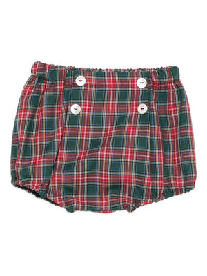 Mariella Ferrari red and green checked shorts for baby girls