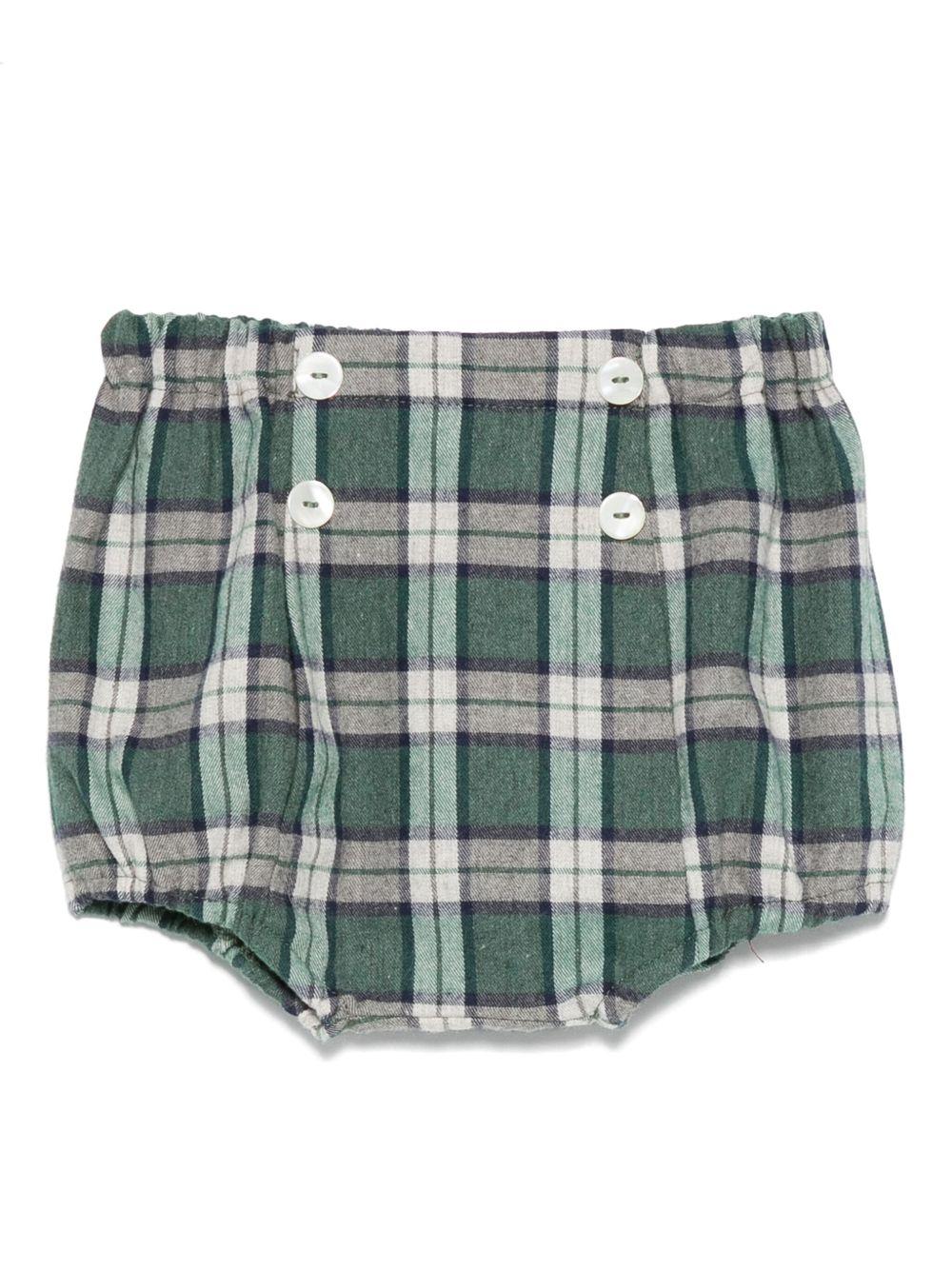 Shorts per neonata Mariella Ferrari verde e bianco con motivo a quadri - Rubino Kids