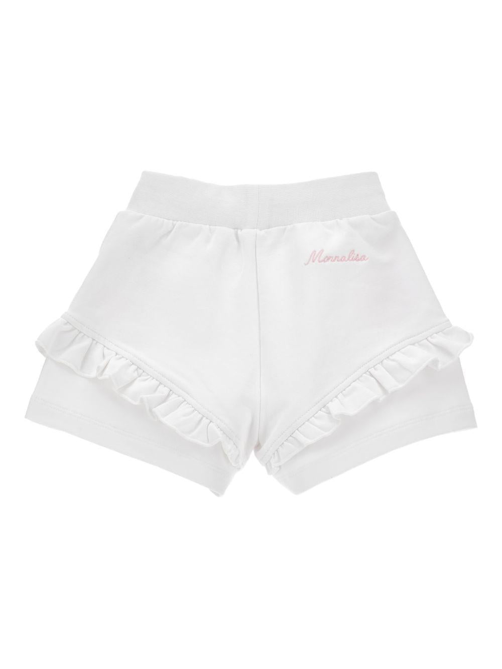Shorts per neonata Monnalisa bianco con ricamo a fiori - Rubino Kids