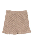 Shorts per neonata Paz Rodríguez beige con orlo arricciato - Rubino Kids
