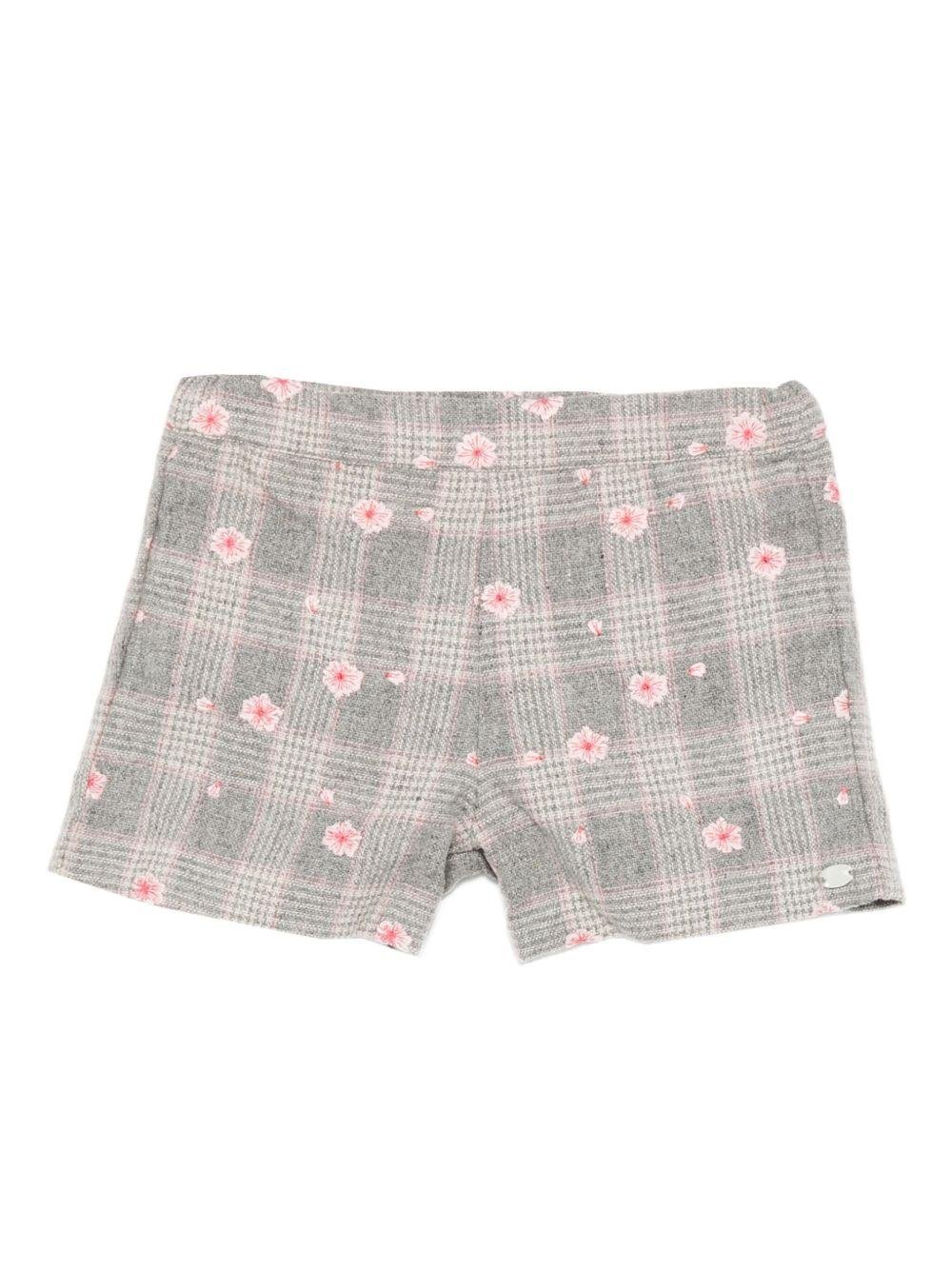 Shorts per neonata Tartine Et Chocolate grigi con ricami floreali - Rubino Kids