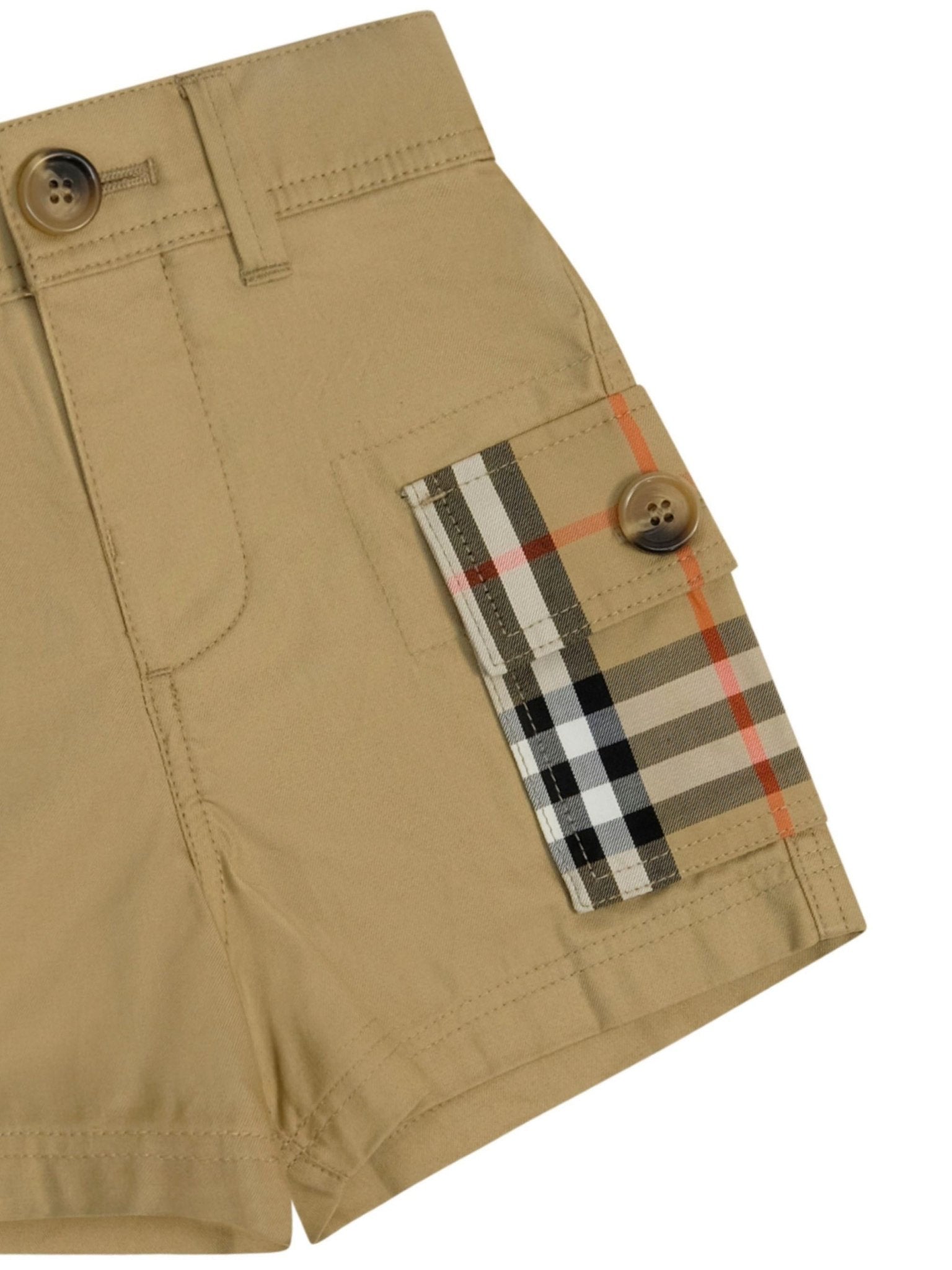 Shorts per neonati Burberry Kids beige con caratteristico motivo Vintage Check - Rubino Kids