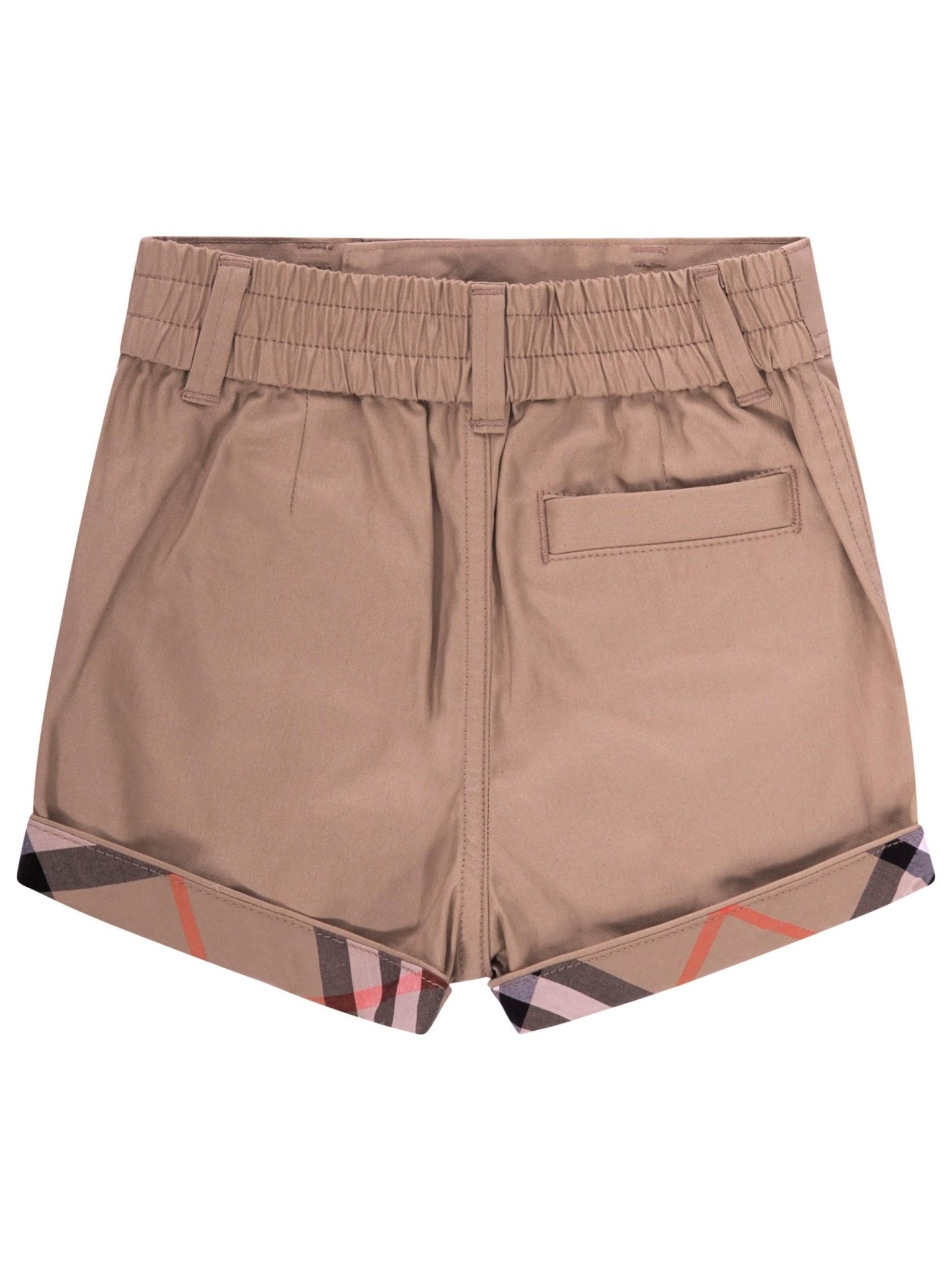 Shorts per neonati Burberry Kids beige con risvolto Check - Rubino Kids