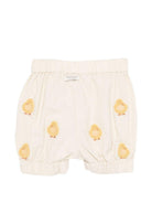Shorts per neonato Donsje beige con ricamo con pulcini - Rubino Kids