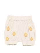 Shorts per neonato Donsje beige con ricamo con pulcini - Rubino Kids