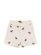 Shorts per neonato Donsje beige con ricamo rane all - over - Rubino Kids
