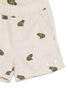 Shorts per neonato Donsje beige con ricamo rane all - over - Rubino Kids
