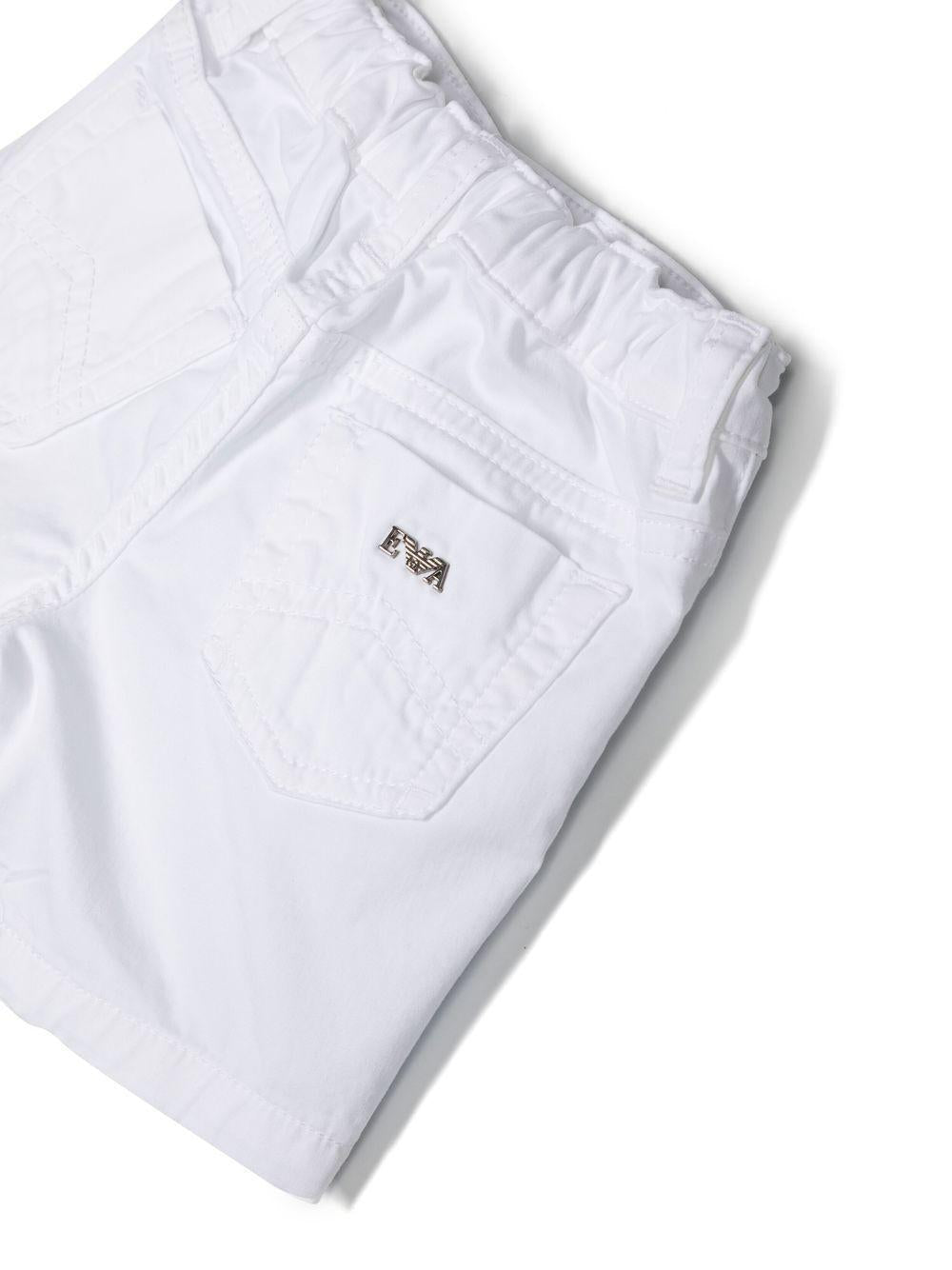 Shorts per neonato Emporio Armani Kids bianchi con applicazione con logo - Rubino Kids