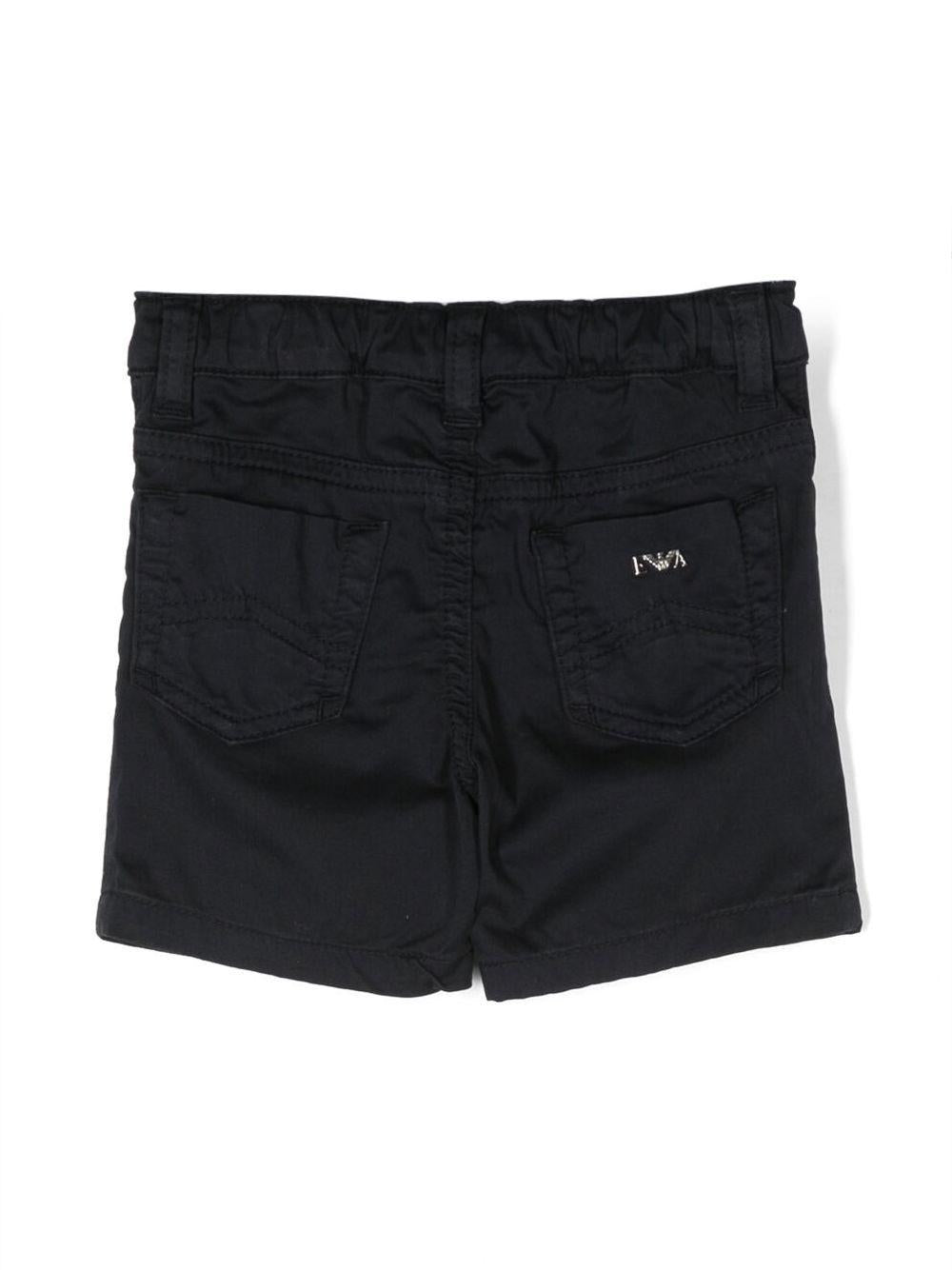 Shorts per neonato Emporio Armani Kids blu con bottoni con logo inciso - Rubino Kids