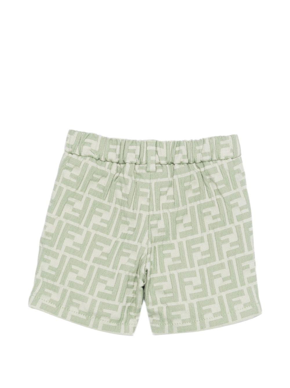 Shorts per neonato Fendi Kids verde con stampa monogramma FF all - over - Rubino Kids