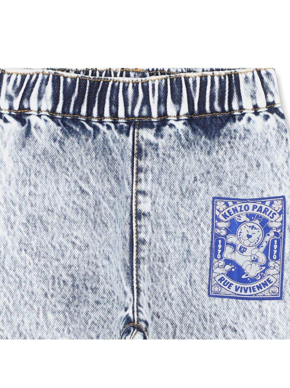 Shorts per neonato Kenzo Kids denim con vita elasticizzata - Rubino Kids
