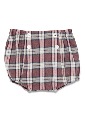 Shorts per neonato Mariella Ferrari bordeaux e bianco con motivo a quadri