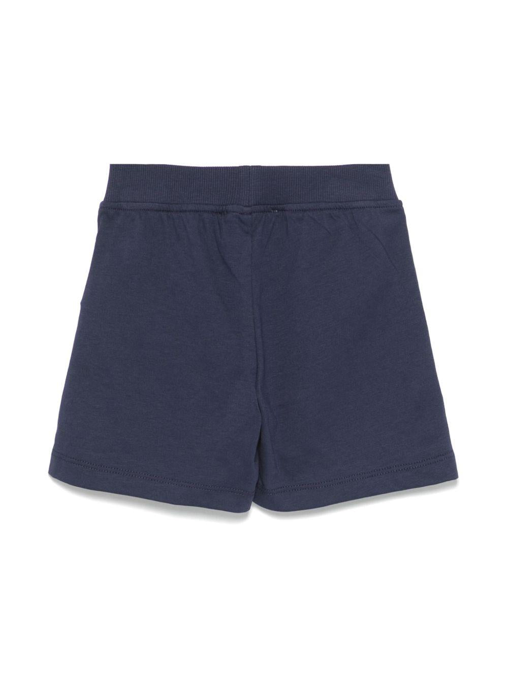 Shorts per neonato Moschino Kids blu con stampa logo con vita elasticizzata - Rubino Kids