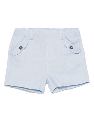 Shorts per neonato Tartine Et Chocolat azzurro in lino con logo sul retro