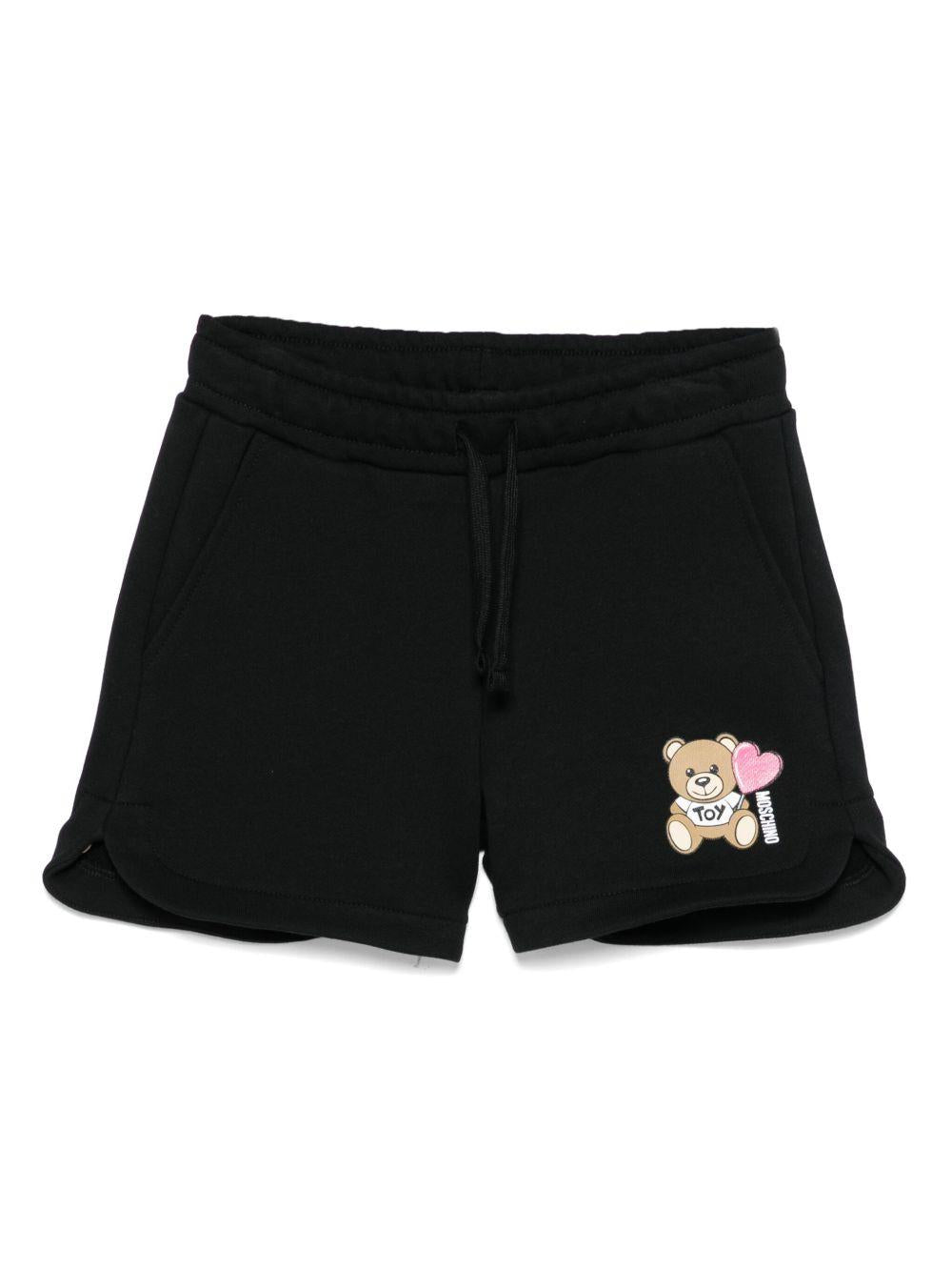 Shorts Teddy Bear con stampa per bambina Moschino Kids nero con orlo curvo - Rubino Kids
