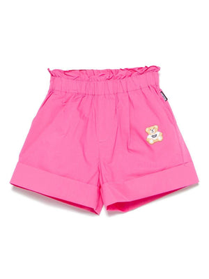 Fuchsia Teddy Bear shorts for girls with two side pockets