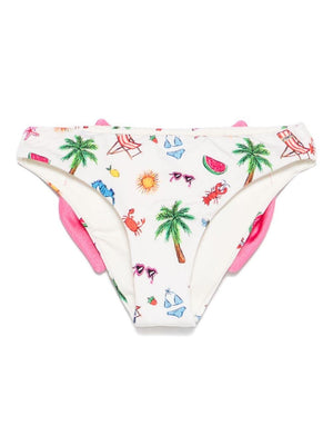 Slip bikini Madame per bambina MC2 Saint Barth Kids bianco con dettaglio fiocco