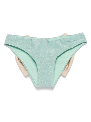 Slip bikini Madame per bambina MC2 Saint Barth Kids verde con dettaglio fiocco
