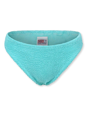 Slip bikini per bambina MC2 Saint Barth Kids Madame verde acquamarina con dettaglio fiocco