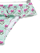 Slip bikini per bambina MC2 Saint Barth Kids verde con bordo arricciato - Rubino Kids