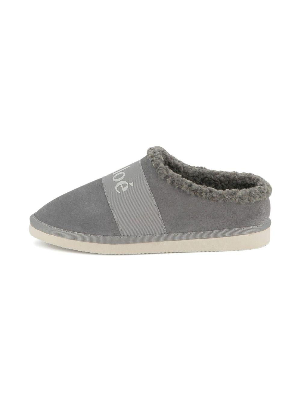 Slippers per bambina Chloé Kids grigie con scritta con logo - Rubino Kids