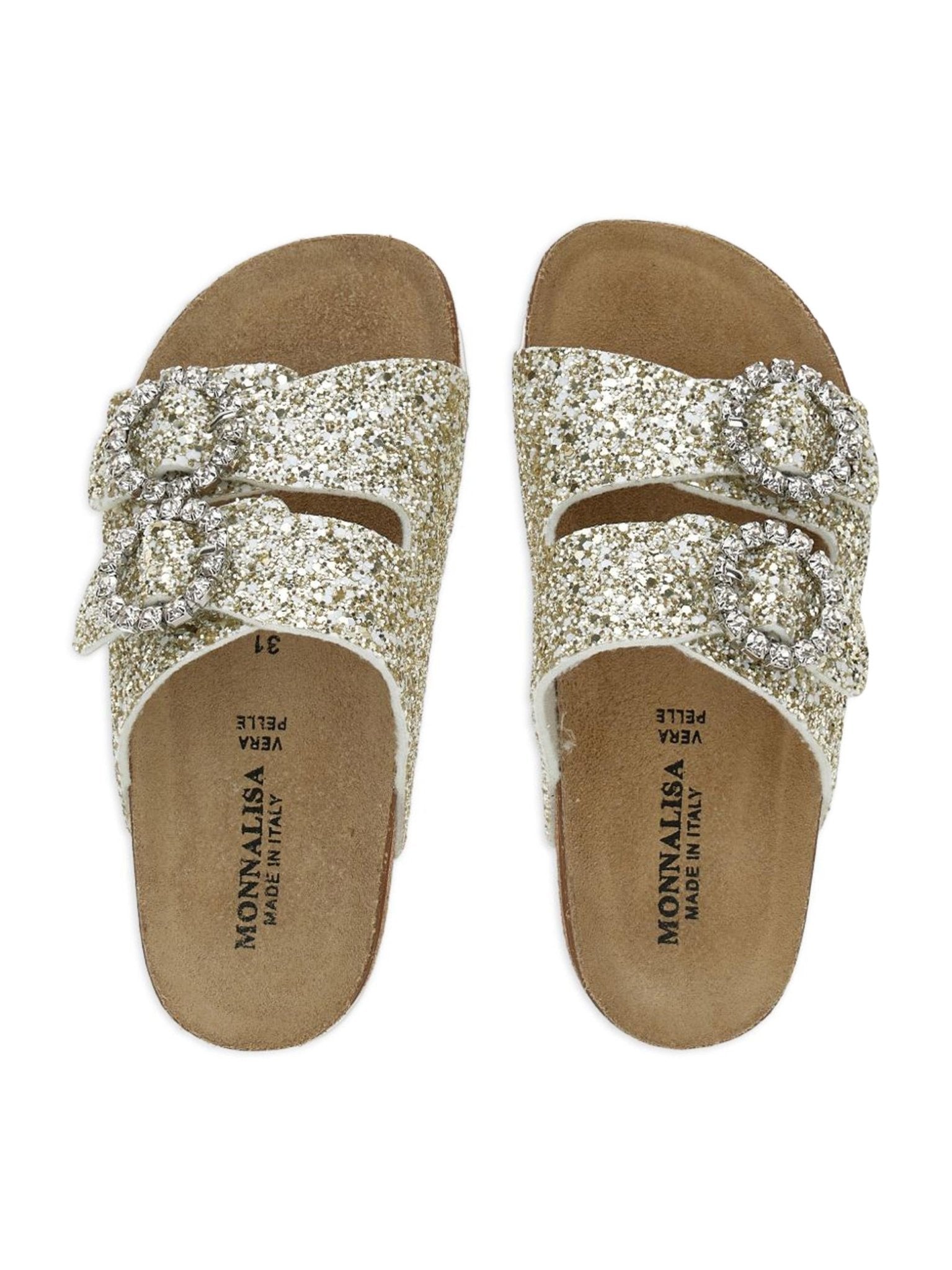 Slippers per bambina Monnalisa oro con fibbia - Rubino Kids