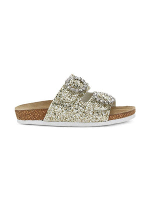 Monnalisa gold slippers for girls with buckle