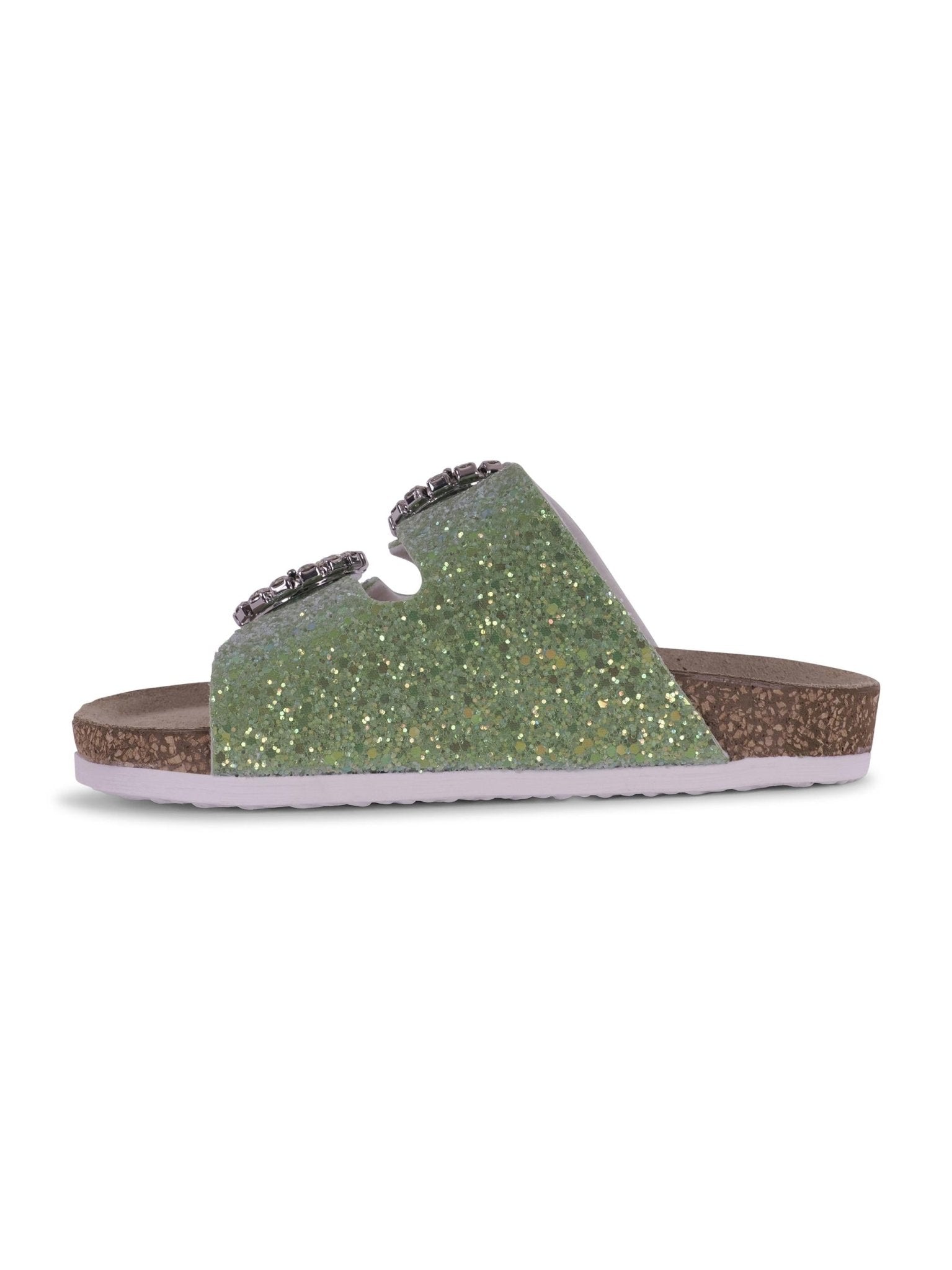 Slippers per bambina Monnalisa verde con fibbia - Rubino Kids