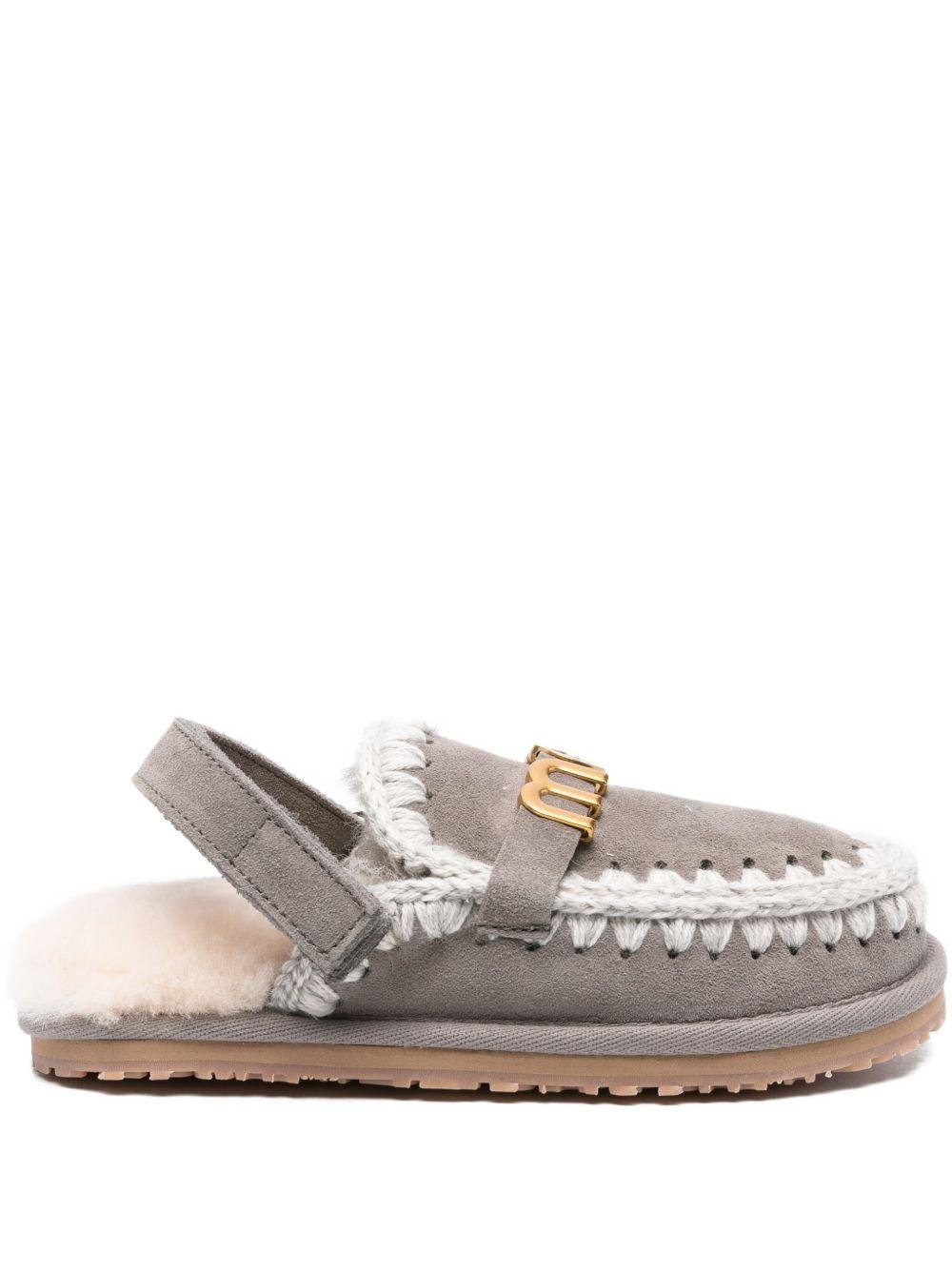 Slippers per bambina Mou Kids grigia con dettaglio all'uncinetto - Rubino Kids