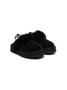 Slippers per bambina UGG Kids Funkette nero con fascia con logo stampato - Rubino Kids