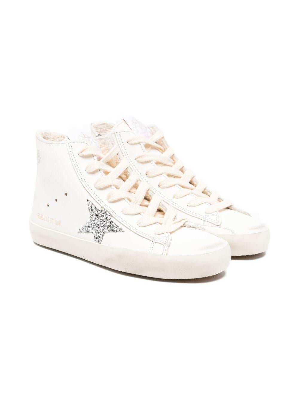 Sneakers alte per bambina Golden Goose Kids bianco con stelle glitterate - Rubino Kids