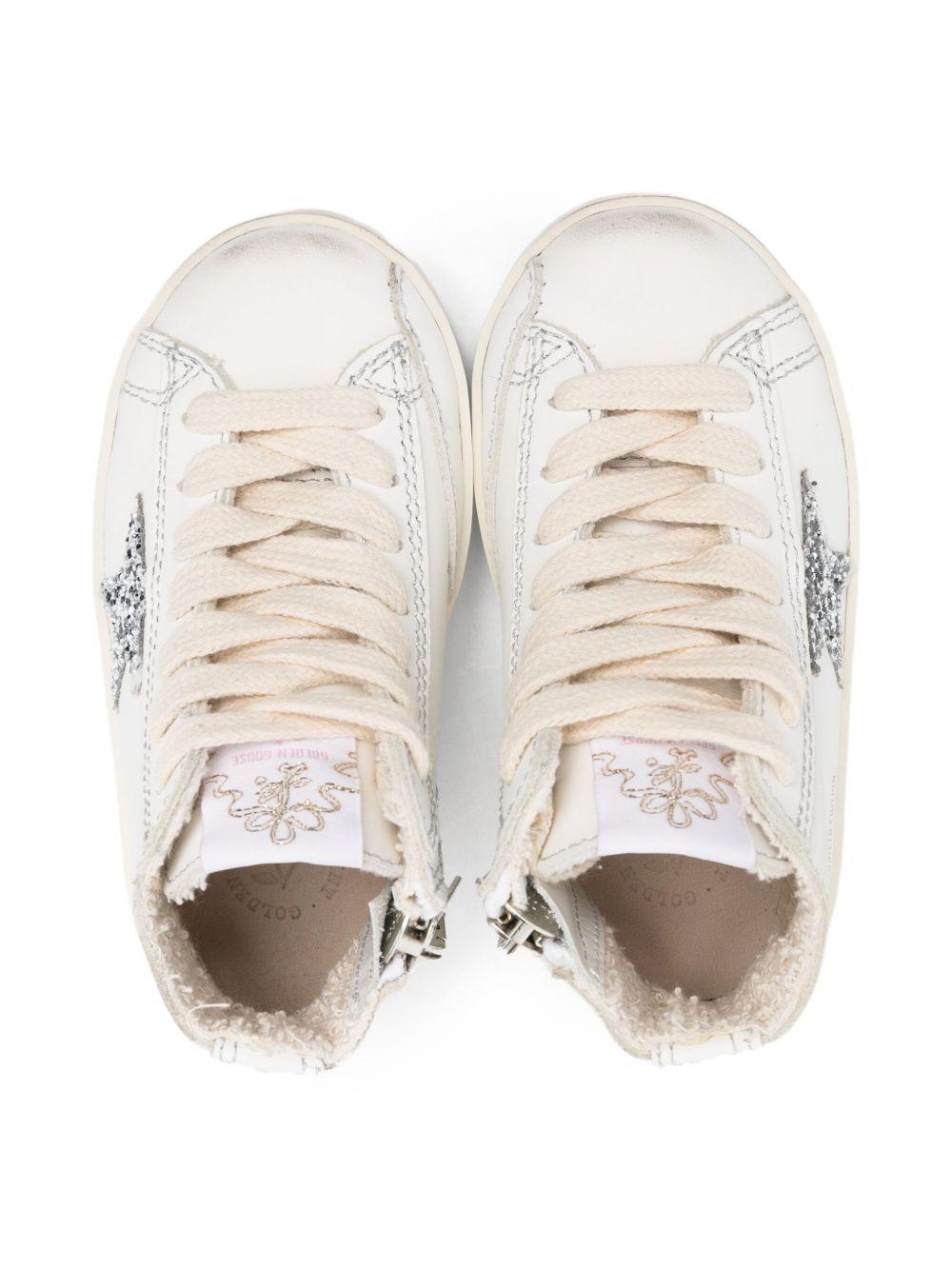 Sneakers alte per bambina Golden Goose Kids bianco con stelle glitterate - Rubino Kids