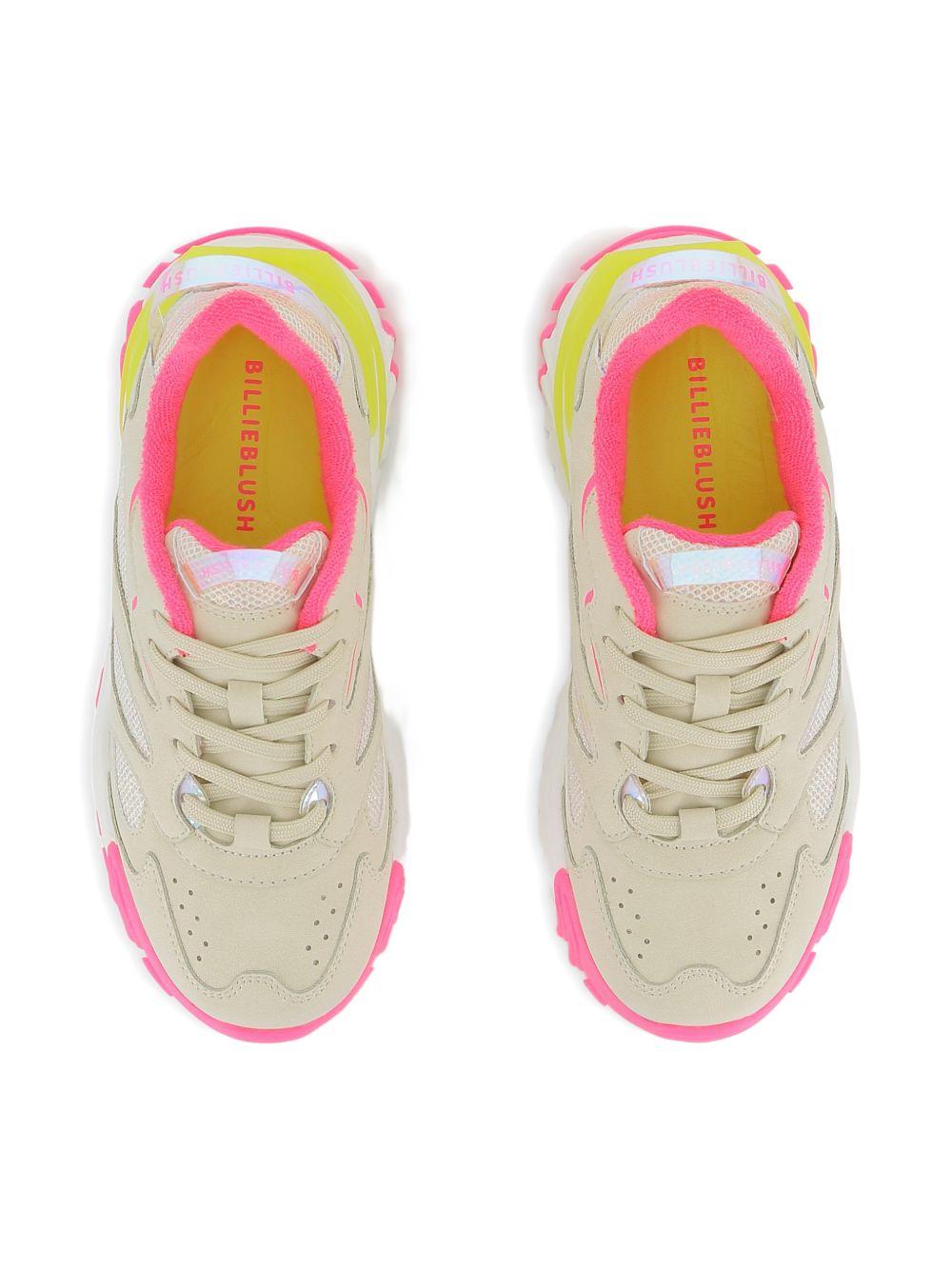 Sneakers per bambina Billieblush beige con inserti fucsia - Rubino Kids