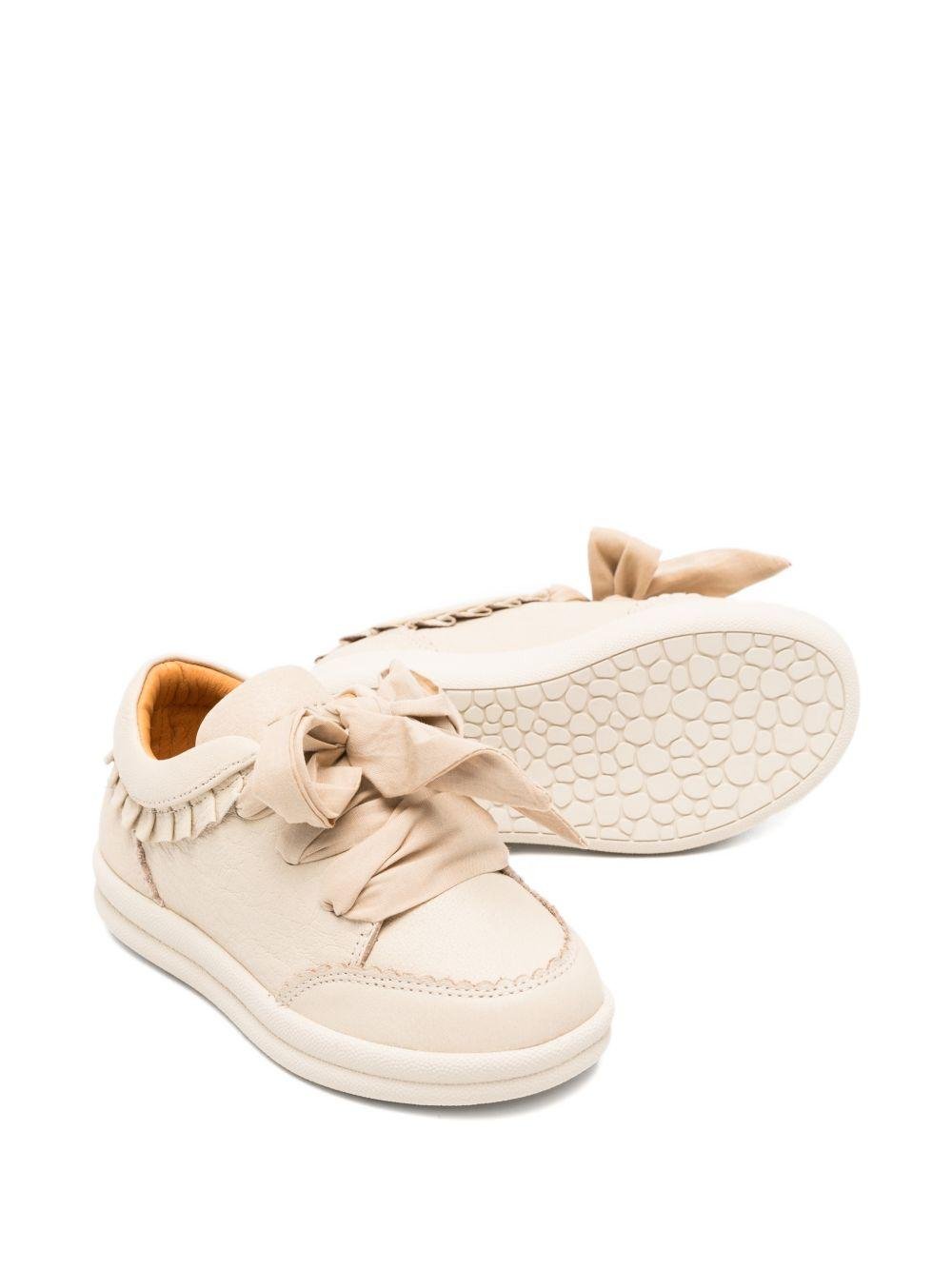 Sneakers per bambina Donsje Lexley beige con volant - Rubino Kids