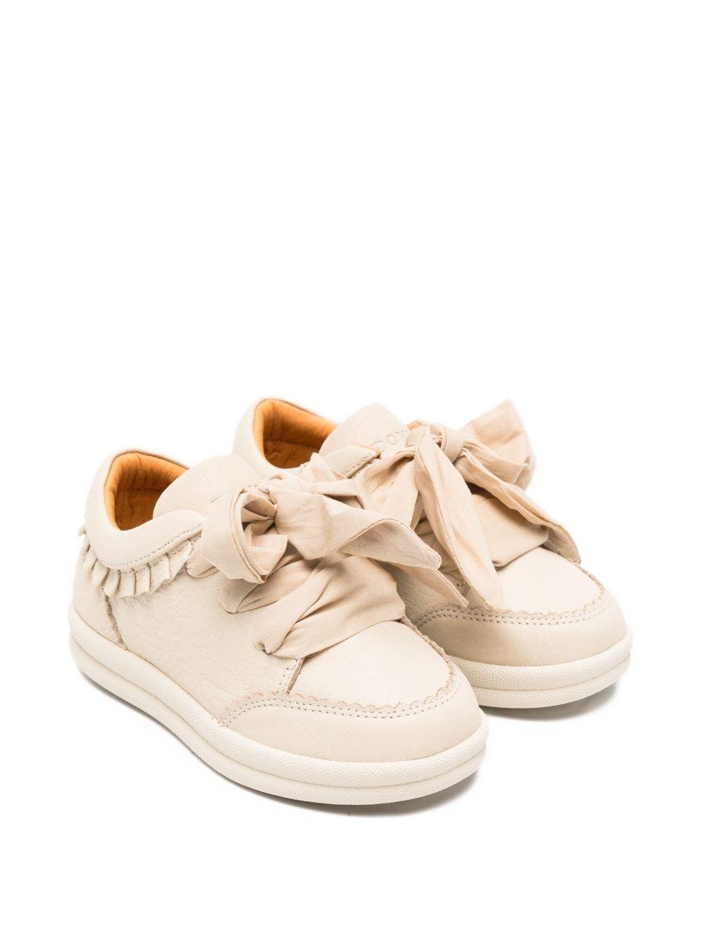 Sneakers per bambina Donsje Lexley beige con volant - Rubino Kids
