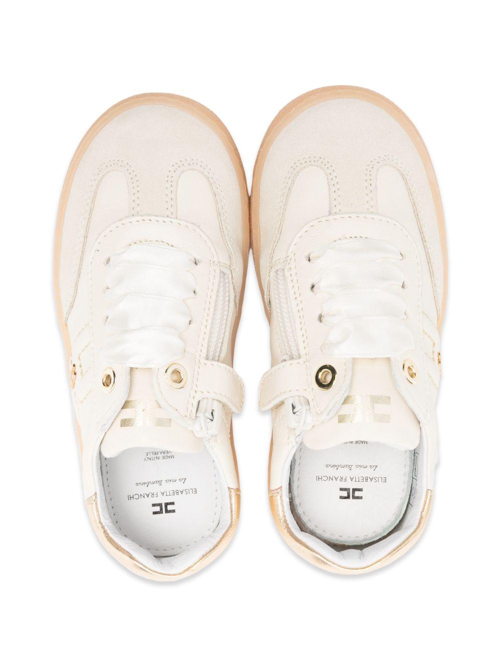 Sneakers per bambina Elisabetta Franchi La Mia Bambina beige con placca logo - Rubino Kids
