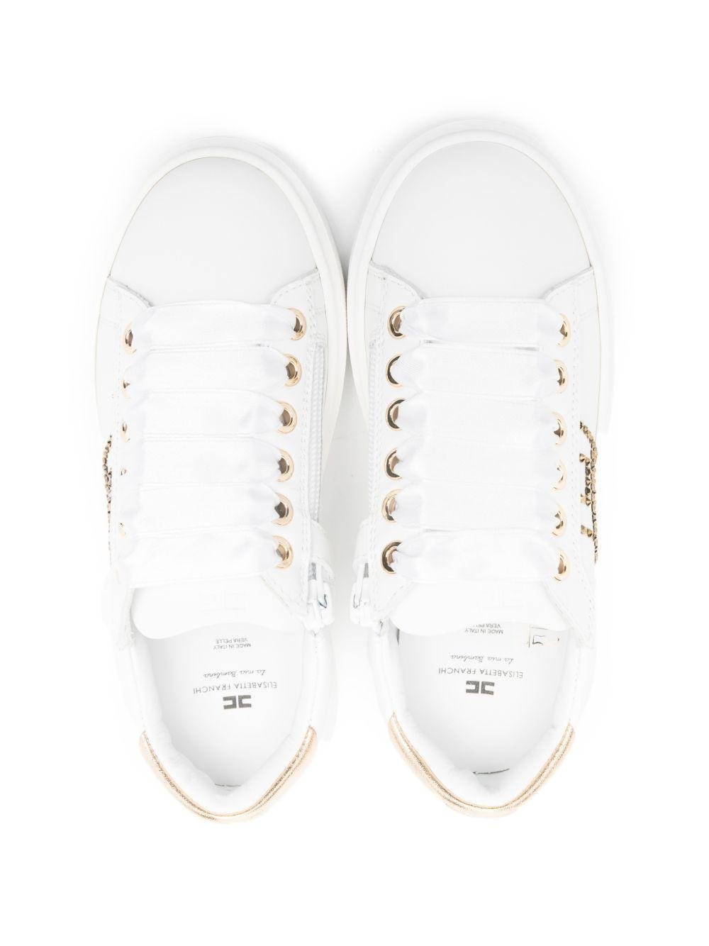 Sneakers per bambina Elisabetta Franchi La Mia Bambina bianche con dettaglio logo - Rubino Kids