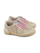 Sneakers per bambina Golden Goose Kids beige stringate in pelle scamosciata - Rubino Kids