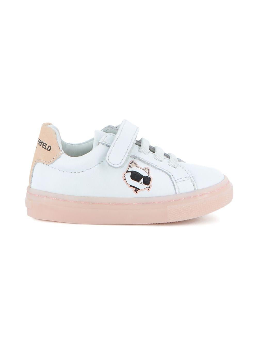 Sneakers per bambina Karl Lagerfeld Kids bianche con cinturino applicato - Rubino Kids