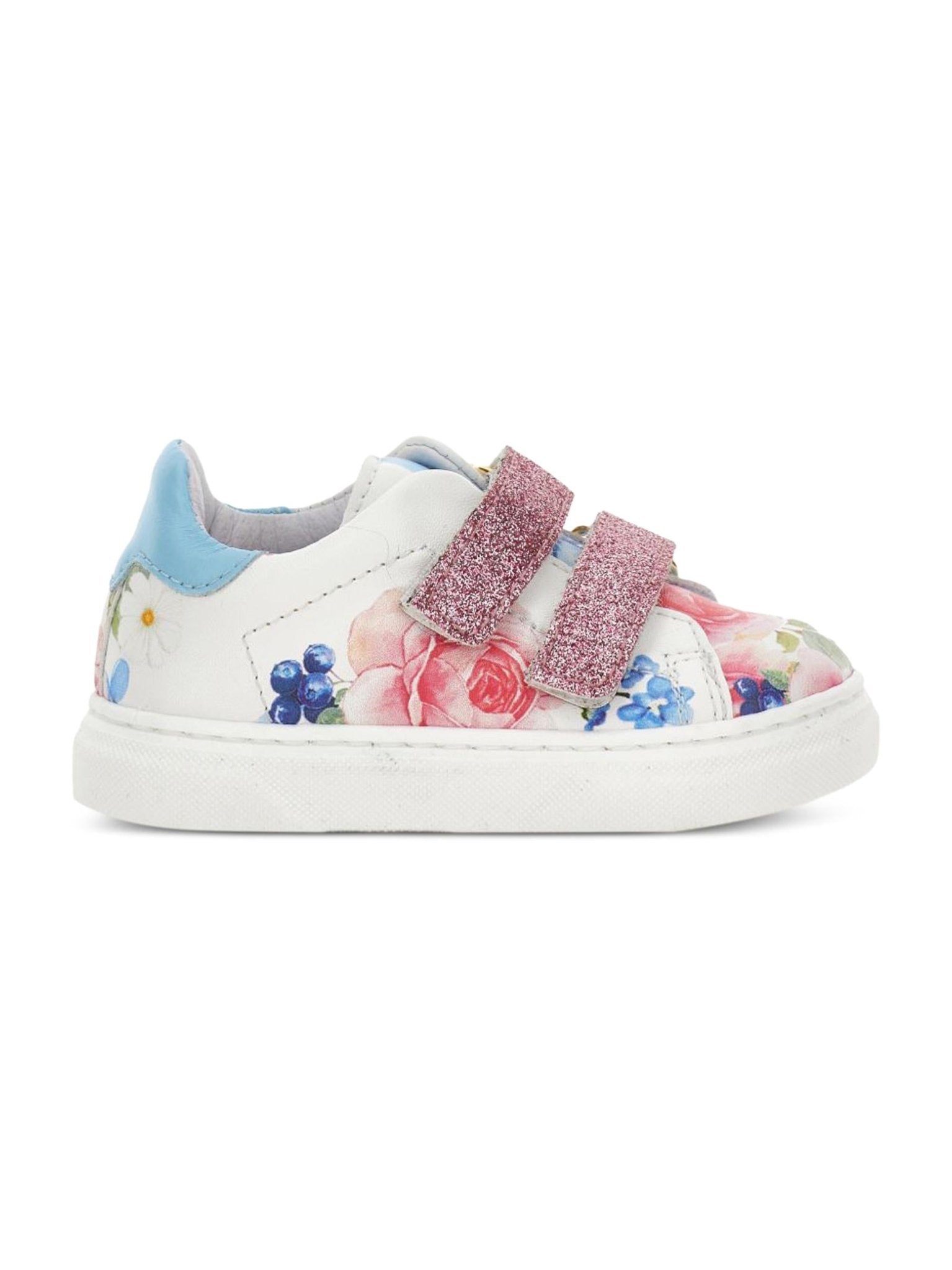 Sneakers per bambina Monnalisa bianche a fiori con glitter - Rubino Kids