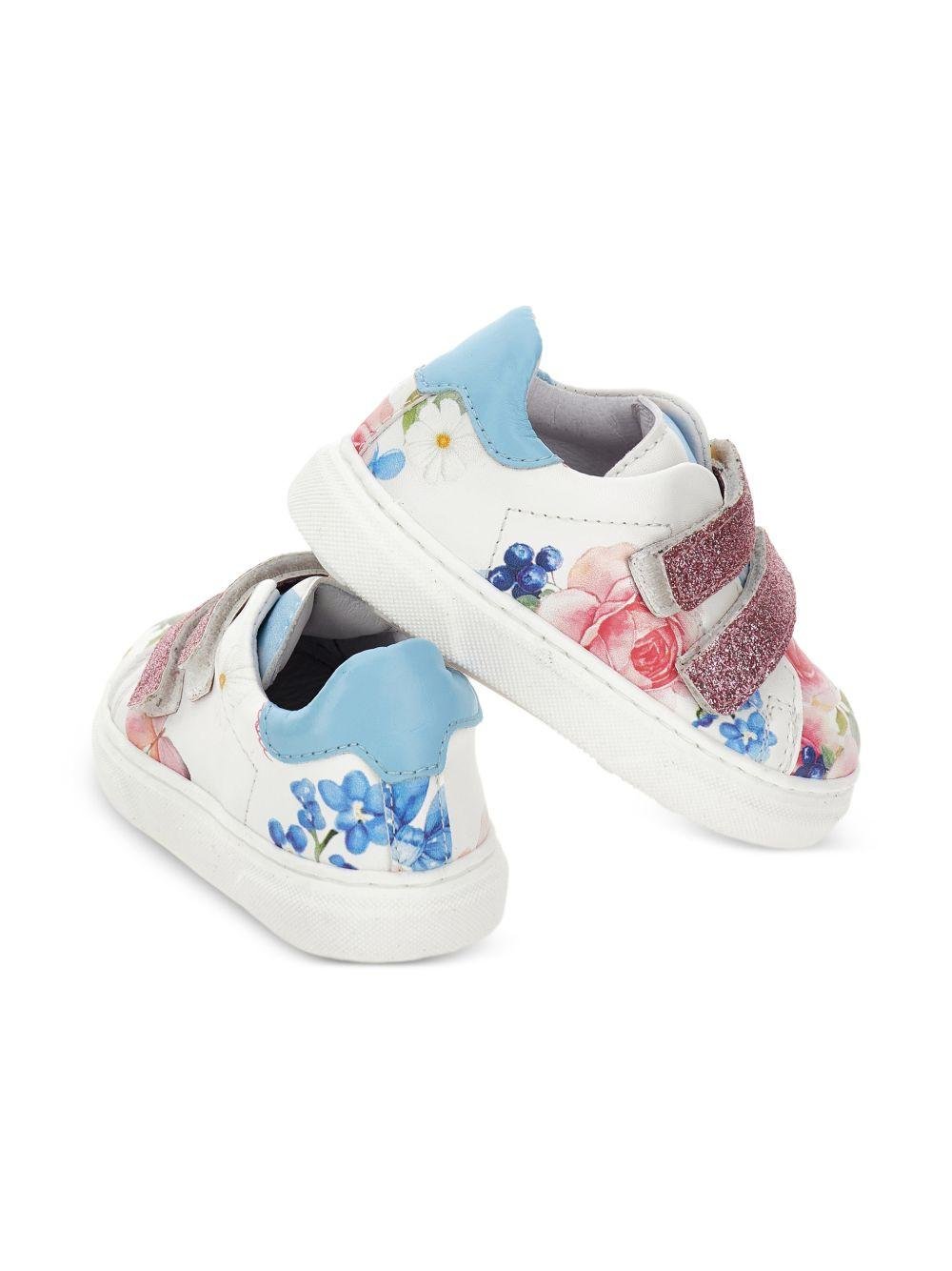 Sneakers per bambina Monnalisa bianche a fiori con glitter - Rubino Kids