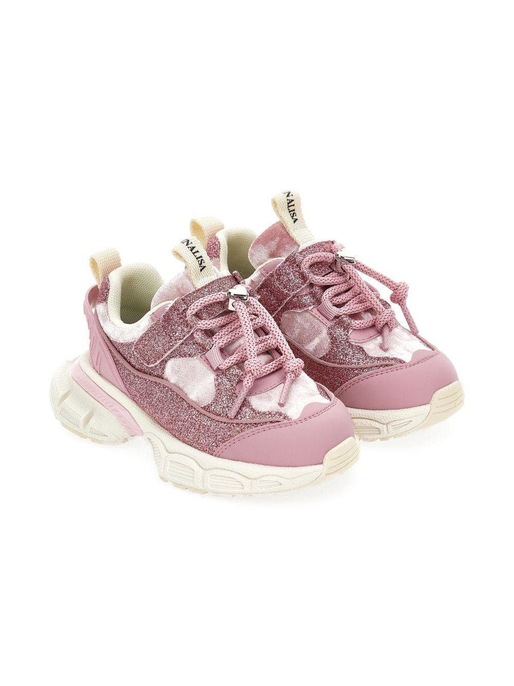 Sneakers per bambina Monnalisa rosa con glitter - Rubino Kids