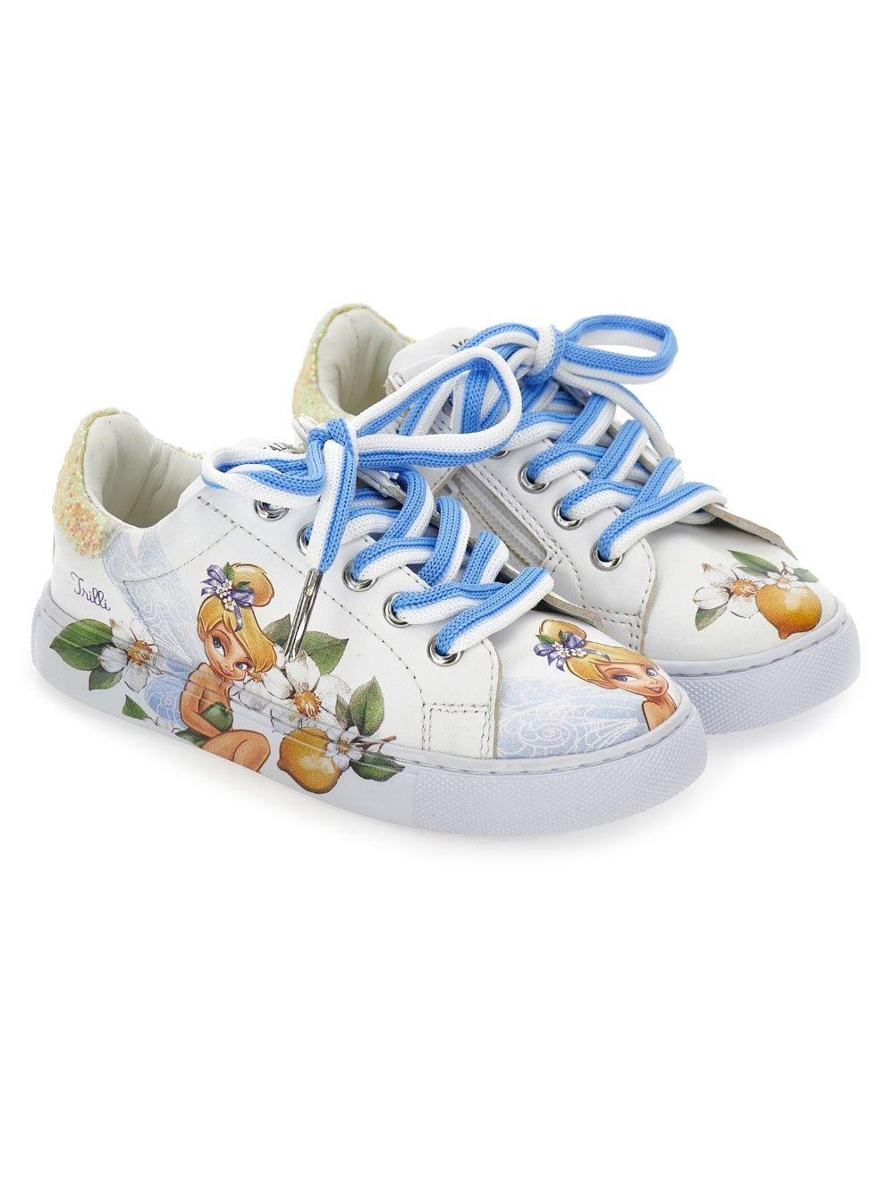 Sneakers per bambina Monnalisa x Disney bianca con stampa Trilly - Rubino Kids