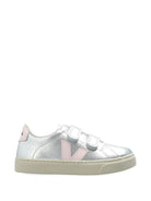 Sneakers per bambina Veja argentate con inserti rosa - Rubino Kids