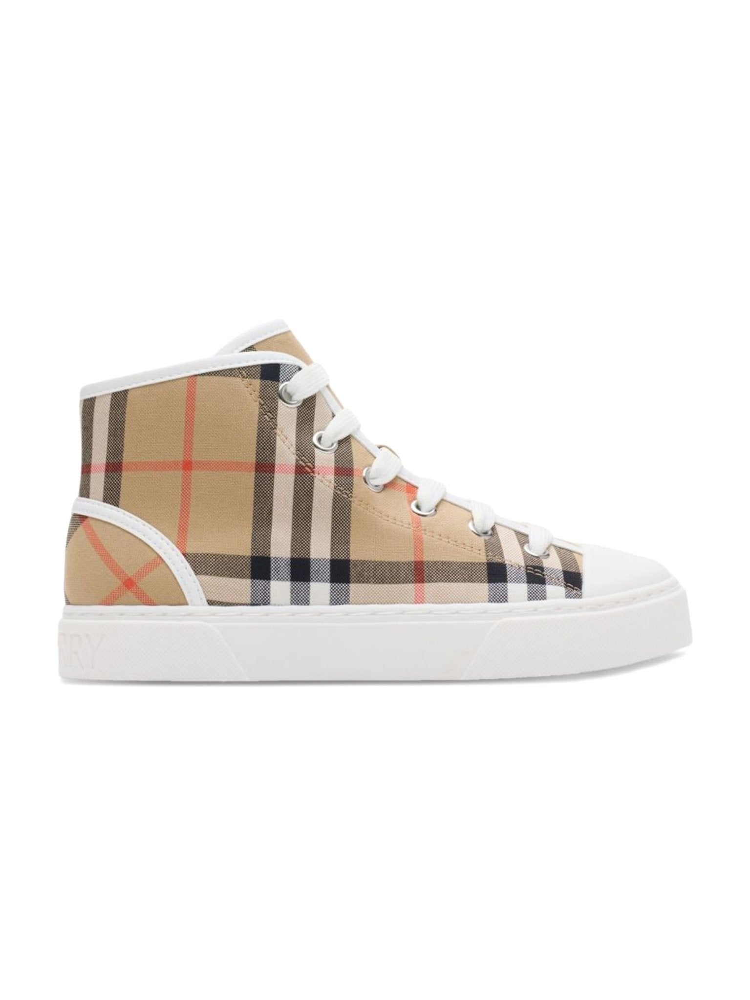 Sneakers per bambini Burberry Kids beige con caratteristico motivo Vintage Check all - over - Rubino Kids